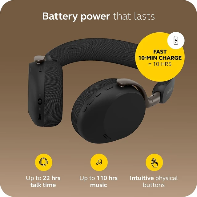Alt view image 4 of 7 - Jabra Evolve3 75 On-Ear Wireless Bluetooth Headset with Microphone, Black
USB-C, AI Voice Call Technology, Advanced ANC, 22-Hour Battery, Microsoft Teams Certified