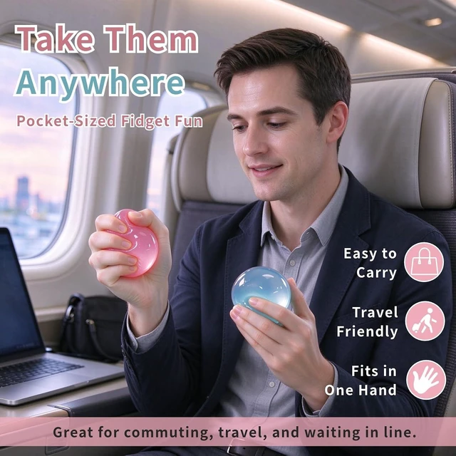 Alt view image 7 of 7 - Coconut Oil Squishy Fidget Toys, Squeeze Toys, Soft Slow Rising Squishy Toys, 2 Pack Blue Pink Round Stress Balls
