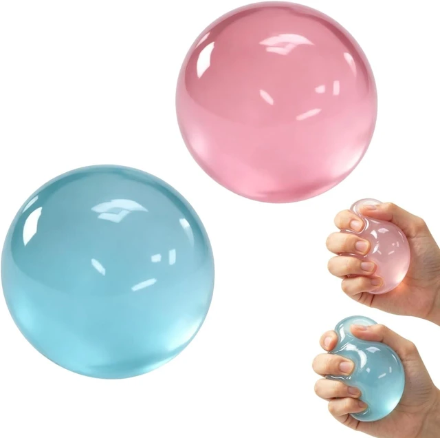 Main image of Coconut Oil Squishy Fidget Toys, Squeeze Toys, Soft Slow Rising Squishy Toys, 2 Pack Blue Pink Round Stress Balls