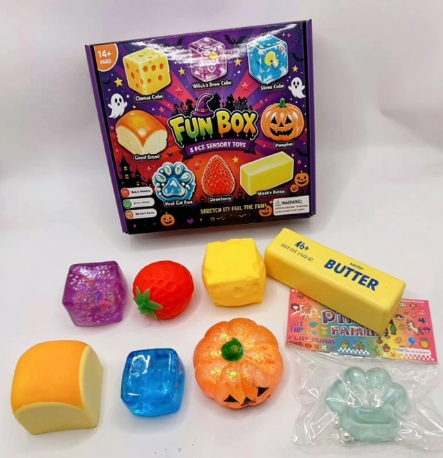 Alt view image 2 of 2 - Halloween Squishy Fun Box Set D, 8-Pack Large Size Slow Rising Squeeze Toys, Cute Soft Stress Relief Fidget Toys, Holiday Gift for Teens and Adults