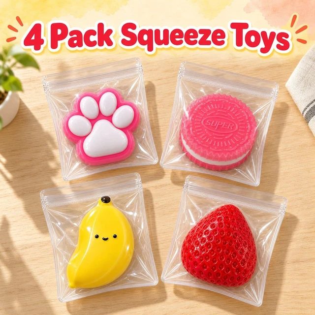 Alt view image 6 of 7 - Taba Cute Squishy Toys for Girls, Sensory Squeeze Fidget Toys for Kids
4 Pack, Washable, Cute kawaii design, TPR material, Sensory play, Kids Girls, Party favors, Goodie bag filler