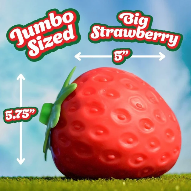 Alt view image 5 of 7 - Sunny Days Entertainment Strawberry Squishy - Jumbo Stress Ball - Ages 3+
Thermoplastic Rubber TPR, 5.75 x 5 x 5 in, Extra Large Size, Red Color, Fruit Theme, 0.9 lb Weight, Small Parts Warning