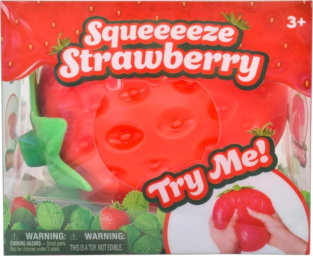 Alt view image 3 of 7 - Sunny Days Entertainment Strawberry Squishy - Jumbo Stress Ball - Ages 3+
Thermoplastic Rubber TPR, 5.75 x 5 x 5 in, Extra Large Size, Red Color, Fruit Theme, 0.9 lb Weight, Small Parts Warning