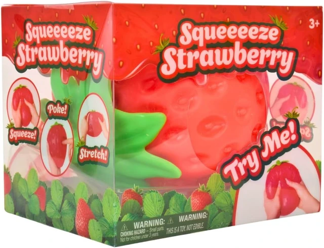 Alt view image 2 of 7 - Sunny Days Entertainment Strawberry Squishy - Jumbo Stress Ball - Ages 3+
Thermoplastic Rubber TPR, 5.75 x 5 x 5 in, Extra Large Size, Red Color, Fruit Theme, 0.9 lb Weight, Small Parts Warning