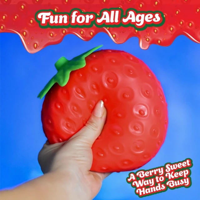 Alt view image 7 of 7 - Sunny Days Entertainment Strawberry Squishy - Jumbo Stress Ball - Ages 3+
Thermoplastic Rubber TPR, 5.75 x 5 x 5 in, Extra Large Size, Red Color, Fruit Theme, 0.9 lb Weight, Small Parts Warning