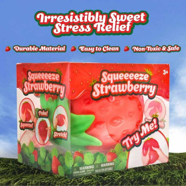 Alt view image 4 of 7 - Sunny Days Entertainment Strawberry Squishy - Jumbo Stress Ball - Ages 3+
Thermoplastic Rubber TPR, 5.75 x 5 x 5 in, Extra Large Size, Red Color, Fruit Theme, 0.9 lb Weight, Small Parts Warning