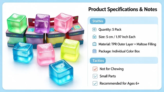 Alt view image 4 of 5 - 4 Pack Maltose Ice Cube Squishy Fidget Toys, 5cm Soft Slow Rising Sensory Squeeze Blocks, Color Box Pack Stress Relief Squeeze Toys for Kids & Adults, Party Favor Gift