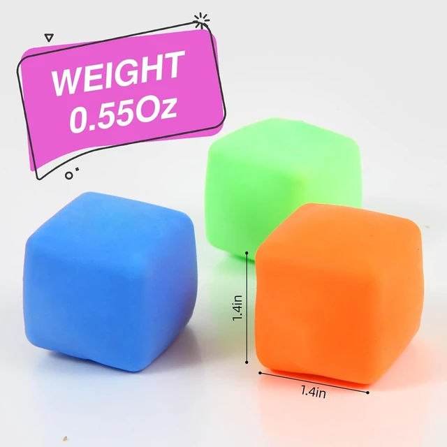 Alt view image 3 of 6 - 24 Pack Slow Rising Stress Cube , Dough Stress Balls Soft Fidget Squishy Toys for Anxiety Relief, Pull Stretch Classroom Prize Party Favors Toys for Kids