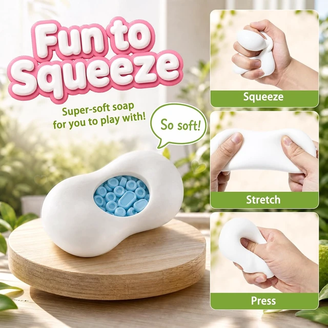 Alt view image 2 of 7 - 4 Pack Crunchy Squishy Stress Ball,Mango Pudding Peanut & Soap ASMR Fidget
Squishy Pack,Sensory Squeeze with Premium Gift Box, Party Favors & Gifts