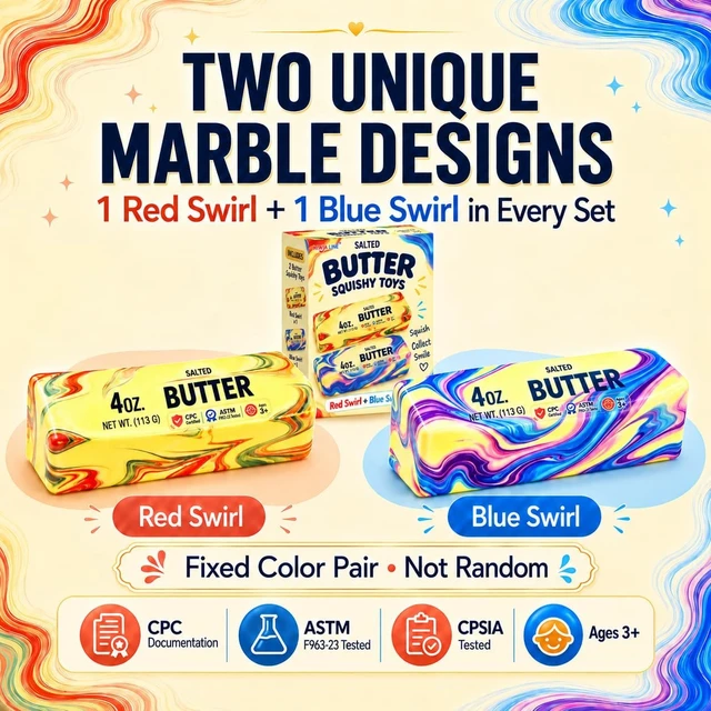 Alt view image 2 of 7 - 2 Packs Slow Rising Butter Squishy, Squishies Butter Squeeze Toys with Gift-Ready Color Box, CPC Certified & ASTM F963-23 Safety Tested, Gifts for Kids Ages 3+