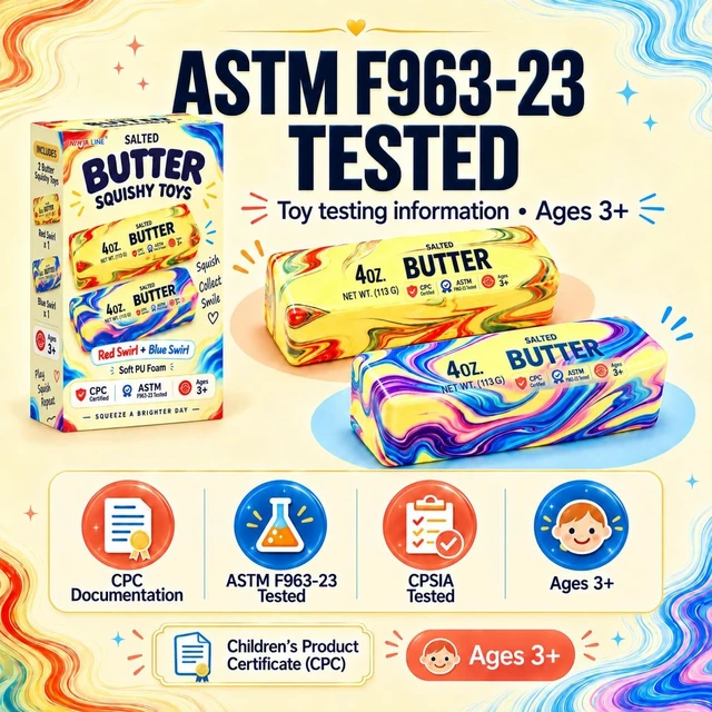 Alt view image 6 of 7 - 2 Packs Slow Rising Butter Squishy, Squishies Butter Squeeze Toys with Gift-Ready Color Box, CPC Certified & ASTM F963-23 Safety Tested, Gifts for Kids Ages 3+