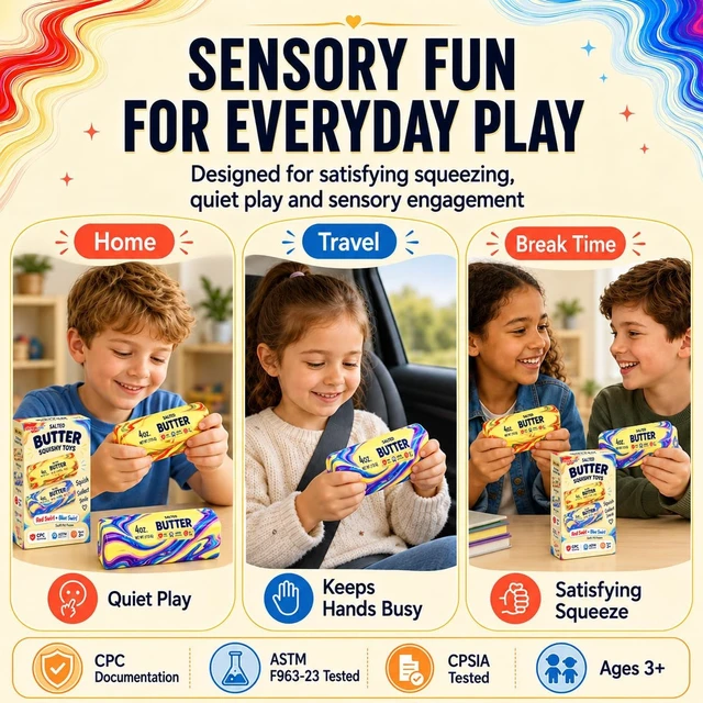Alt view image 7 of 7 - 2 Packs Slow Rising Butter Squishy, Squishies Butter Squeeze Toys with Gift-Ready Color Box, CPC Certified & ASTM F963-23 Safety Tested, Gifts for Kids Ages 3+
