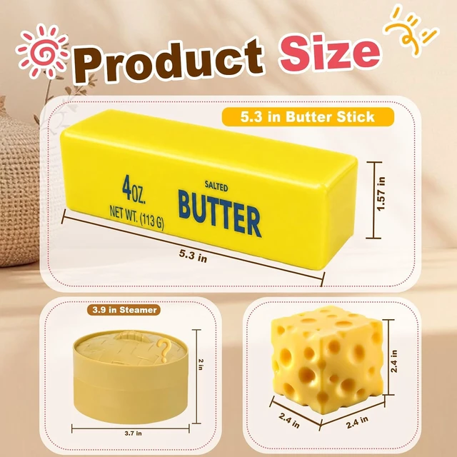 Alt view image 7 of 7 - 5 Pack Squishy Toys Kit,Random 5 of 9 Colors,Squeeze Toy for Anxiety Relief, Party Favors Gift for Boys Girls Adults Dumpling cheese butter