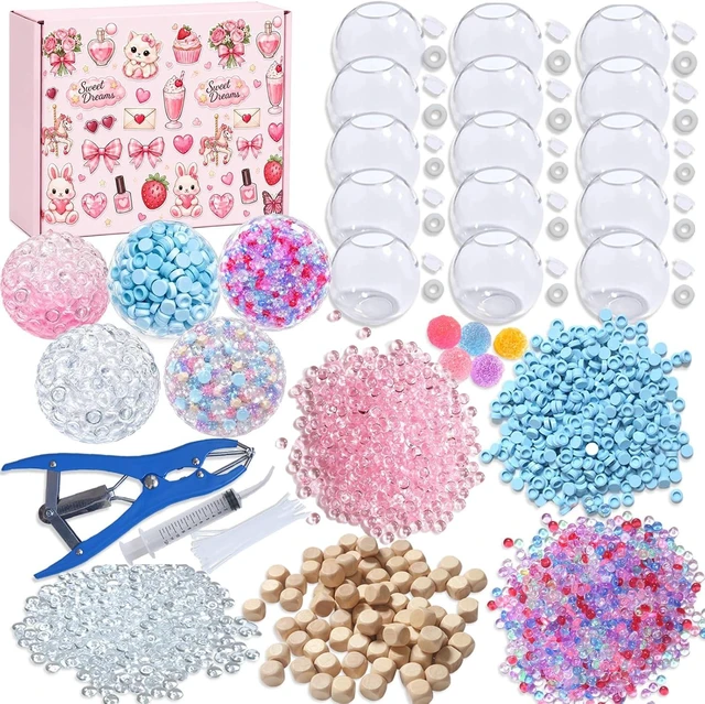 Main image of DIY Stress Ball Making Kit with Filler-15PCS Stress Ball Making Kit Stress Balls, Transparent Blank Skins with Air Pump & Expander Tool for Pressure Squishy Balls for Adult (15PC, Style A)