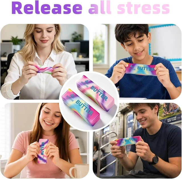 Alt view image 6 of 6 - 2 Pcs Rainbow Butter Squishy Stick , Super Soft Slow Rising Fidget Squeeze Toy, Colorful Sensory Stress Relief Desk Toy for Home, Office, Travel, Novelty Anxiety Relief Toy for Kids & Adults