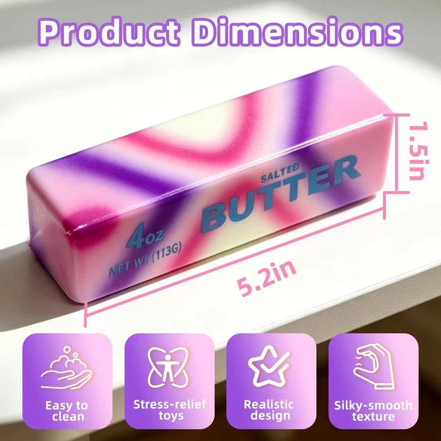 Alt view image 4 of 6 - 2 Pcs Rainbow Butter Squishy Stick , Super Soft Slow Rising Fidget Squeeze Toy, Colorful Sensory Stress Relief Desk Toy for Home, Office, Travel, Novelty Anxiety Relief Toy for Kids & Adults