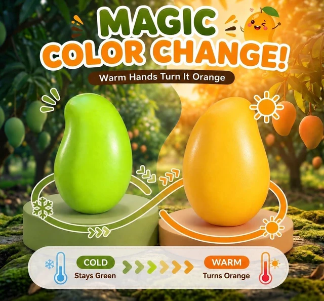 Alt view image 6 of 7 - Color Changing Mango and Durian Squishy Stress Balls, 2 Pack
Warmth triggers green-to-yellow change. Realistic mango and durian fidgets with crunchy ASMR feel for squeezing and gifting.