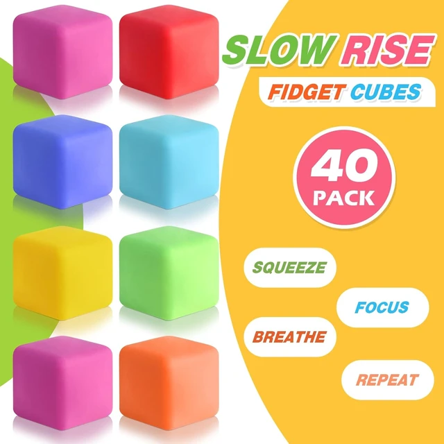 Alt view image 3 of 7 - 40 Pack Slow Rising Stress Cube Fidget Toys, Squishy Balls Sensory Fidget Toys for Kids Adults, Square Shape Fidgets for Classroom, Party Favors Pull Stretch Squishy Toy Classroom Prize Box Toys