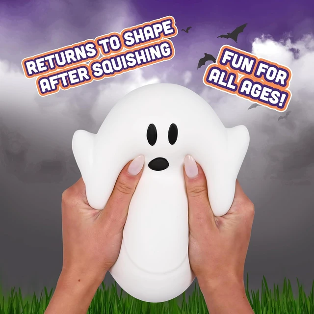 Alt view image 2 of 6 - Toymendous Jumbo Squishy Ghost - Halloween Toy - Ages 3+ Thermoplastic Rubber, 5.5 in Tall, White, Squeeze And Stretch, Sensory Stress Relief, Desk Decoration