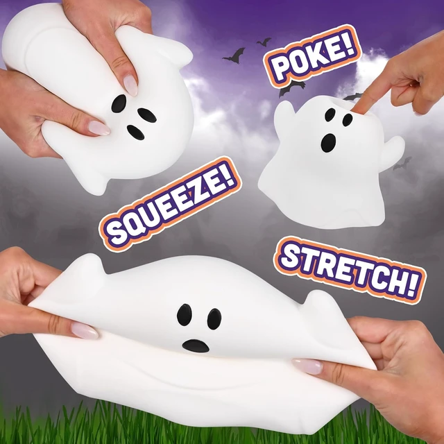 Alt view image 3 of 6 - Toymendous Jumbo Squishy Ghost - Halloween Toy - Ages 3+ Thermoplastic Rubber, 5.5 in Tall, White, Squeeze And Stretch, Sensory Stress Relief, Desk Decoration