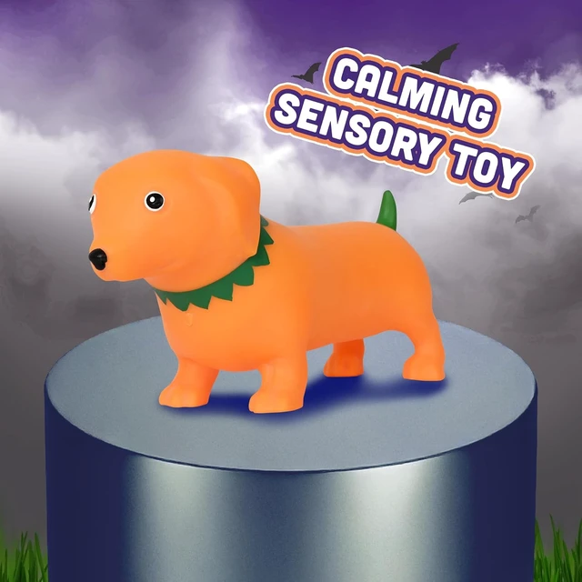 Alt view image 5 of 6 - Toymendous Squishy Weenie Dog - Pumpkin - Halloween Squishy Toy - Ages 3+ Cotton-Filled Squishy Toy, Self-Standing, Sensory Play, Fall Décor