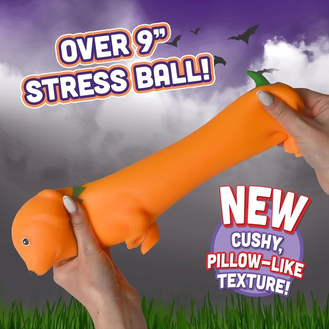 Alt view image 2 of 6 - Toymendous Squishy Weenie Dog - Pumpkin - Halloween Squishy Toy - Ages 3+ Cotton-Filled Squishy Toy, Self-Standing, Sensory Play, Fall Décor