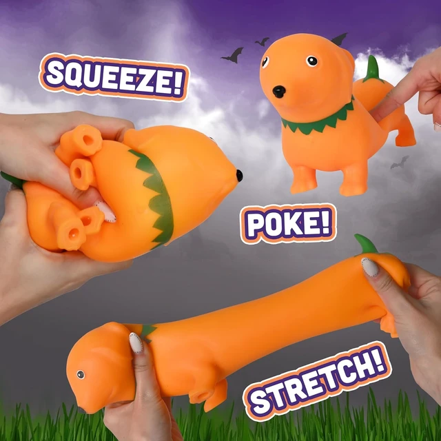 Alt view image 6 of 6 - Toymendous Squishy Weenie Dog - Pumpkin - Halloween Squishy Toy - Ages 3+ Cotton-Filled Squishy Toy, Self-Standing, Sensory Play, Fall Décor