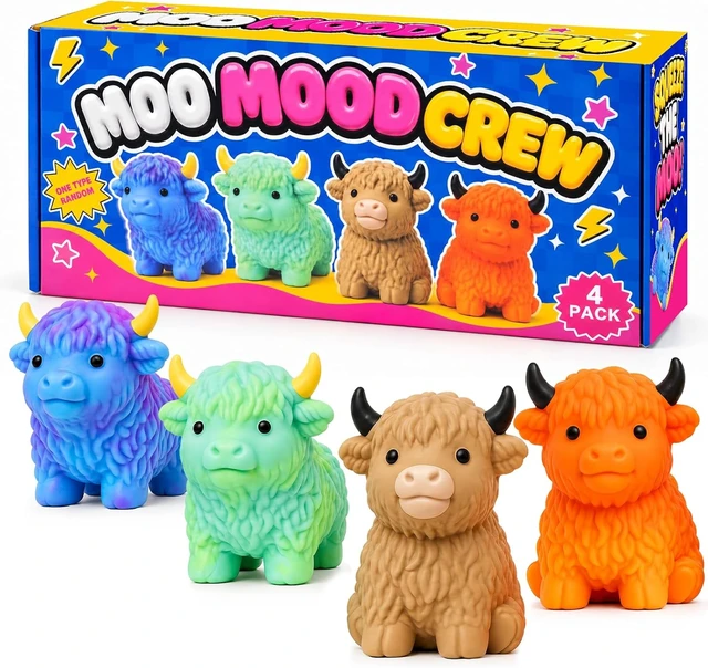 Alt view image 2 of 7 - Highland Cow Squishy Toys 4 Pack, Soft Cow Stress Balls for Kids
4 Colorful Cows, Soft Squeeze Toys, Sensory Fidget Fun, Cute Animal Squishies, Birthday Gifts and Party Favors