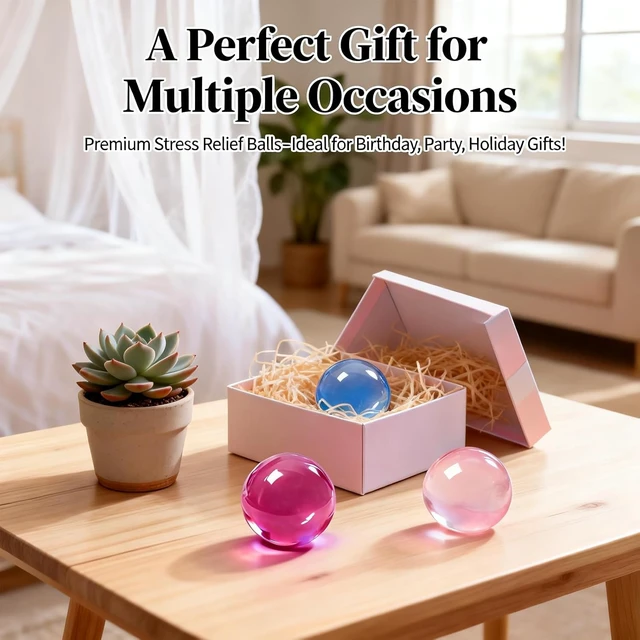 Alt view image 4 of 6 - Coconut Oil Squishy, Slow Rising Clear Blue Stress Ball, Fidget Sensory Toy Maltose filled, 2.2 inch, silent squeeze, crystal clear blue, non-sticky grip, silent stress relief sensory sphere