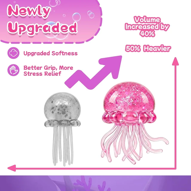 Alt view image 3 of 7 - Jellyfish Squishy Squeeze Toys for Boys Girls, Ultra Soft Sensory Fidget Toys for Kids Adults, Slow Rise Stress Balls Stress Relief for Autism, Office Desk Toys Party Favors Birthday Gifts (Pink)