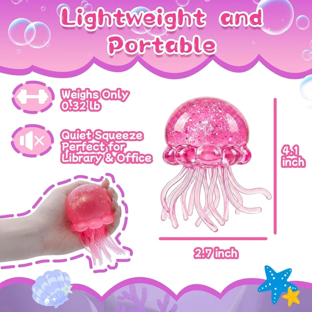 Alt view image 2 of 7 - Jellyfish Squishy Squeeze Toys for Boys Girls, Ultra Soft Sensory Fidget Toys for Kids Adults, Slow Rise Stress Balls Stress Relief for Autism, Office Desk Toys Party Favors Birthday Gifts (Pink)