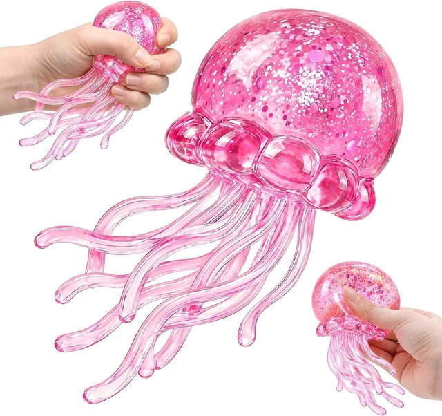 Main image of Jellyfish Squishy Squeeze Toys for Boys Girls, Ultra Soft Sensory Fidget Toys for Kids Adults, Slow Rise Stress Balls Stress Relief for Autism, Office Desk Toys Party Favors Birthday Gifts (Pink)