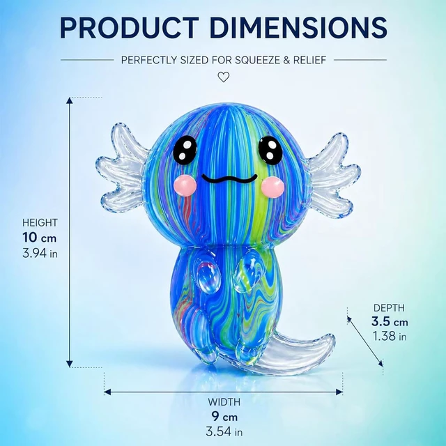 Alt view image 4 of 7 - 2 Packs Axolotl Squishy Stress Relief Toy, Glitter Stretchy Axolotls Stress Soft Squeeze Sensory Fidget Toys for Kids Adults, Cute Axolotls Squishies Party Favors Classroom
