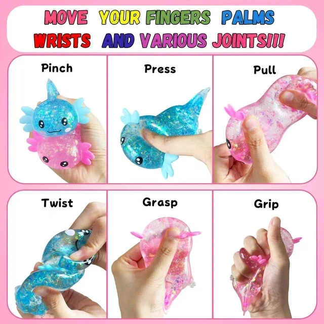 Alt view image 4 of 7 - 2 Pcs Axolotl Squishy Stress Pack Stretchy Axolotls Stress Soft Squeeze
Glitter Fidget for Kids,Youth & Adults Anxiety Relief, Party Favors