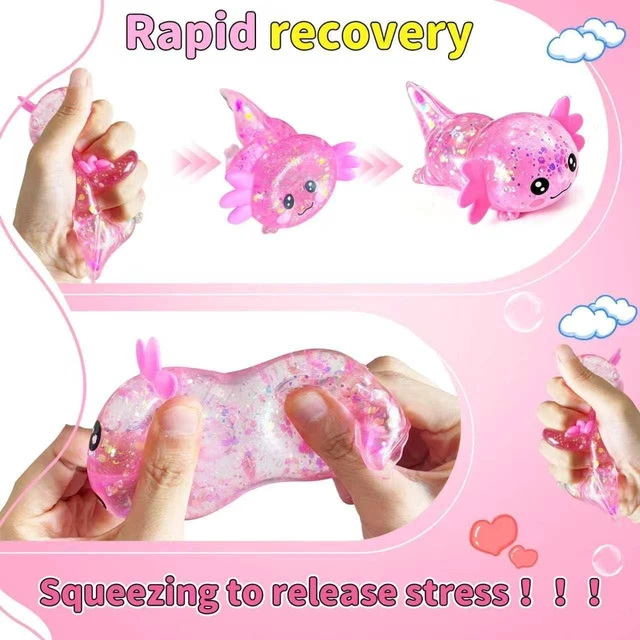 Alt view image 3 of 7 - 2 Pcs Axolotl Squishy Stress Pack Stretchy Axolotls Stress Soft Squeeze
Glitter Fidget for Kids,Youth & Adults Anxiety Relief, Party Favors