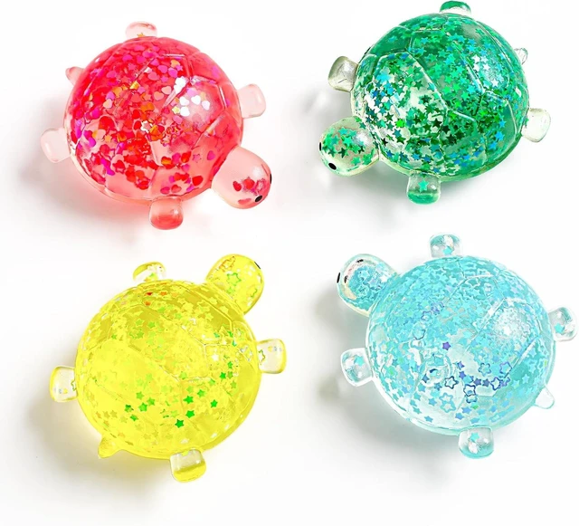 Main image of 4 Pack Turtle Squishy Toys,Squishy Turtle with Clear Maltose & Glitter Soft Non-Toxic TPR Sensory Toy for Anxiety Relief, Durable Bath and Travel Toys for Kids, Colorful Gift Set