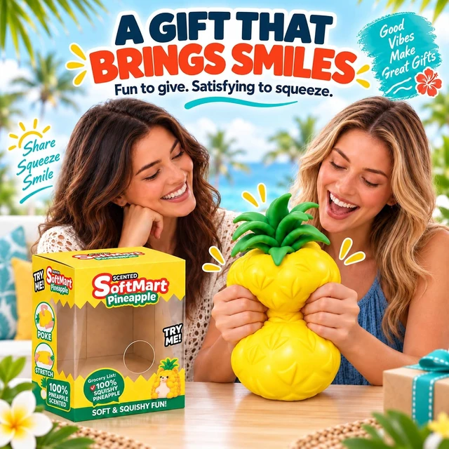 Alt view image 6 of 7 - Jumbo Squishy Pineapple, Big Fruit Stress Ball Squeeze Toy
Jumbo 6.5"x4.6" fast-rebound scented TPR pineapple fidget; quiet desk stress toy and novelty gift for adults.