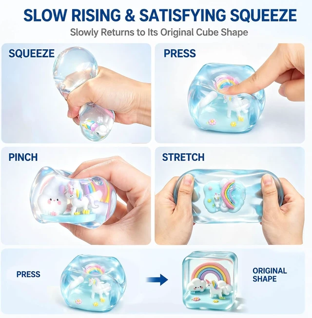 Alt view image 2 of 6 - Squishy Toys Fidget Stress Cube, Slow Rising Sensory Squeeze Toys, Unicorn
Tiny Cube World Squishies, Mini Scene Sensory Toy, Stress Relief Desk Toy, Collectible Toy, Stocking Stuffers