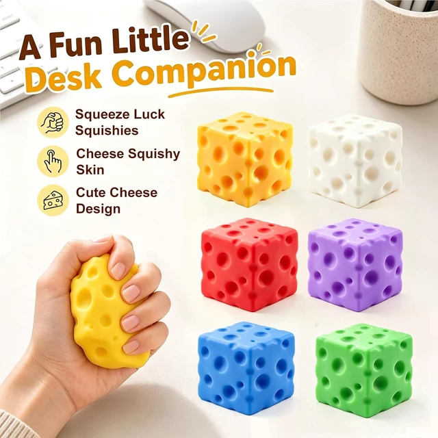 Alt view image 4 of 7 - Cheese Squishy Fidget Toys for Kids Adults, 2.4in Slow Rising Squishy, 6PC
Squishy Box Cheese, Stress Relief Toys Set, Stress Cube Squeeze Squishies Pack, Party Favors Gifts for Hallowe