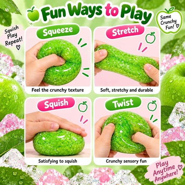 Alt view image 2 of 7 - Apple Squishy 4 Pack, Ocean Shell Squishy Toys, Squeeze Fidget Toy
Realistic Fruit Squishy Apple, Sensory Squeeze Toy for Stress Relief, Fun Squishy Apple Gift for Adults Green