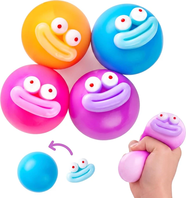 Main image of JOYIN 4 Pcs Funny Stress Relief Toys, Cute Face Squishy Toy Stress Ball for Adults & Kids, Slow-Rising Sensory Toy, Soft Squeeze Toys, Birthday Gifts, Office Desk Decompression Toy, Party Favors