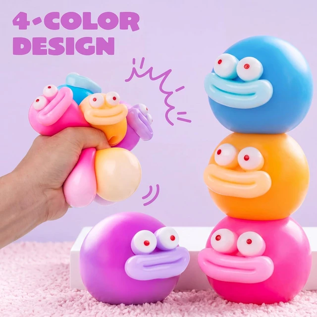 Alt view image 4 of 7 - JOYIN 4 Pcs Funny Stress Relief Toys, Cute Face Squishy Toy Stress Ball for Adults & Kids, Slow-Rising Sensory Toy, Soft Squeeze Toys, Birthday Gifts, Office Desk Decompression Toy, Party Favors