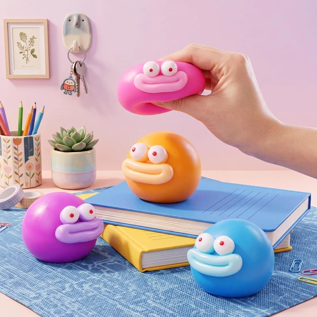Alt view image 5 of 7 - JOYIN 4 Pcs Funny Stress Relief Toys, Cute Face Squishy Toy Stress Ball for Adults & Kids, Slow-Rising Sensory Toy, Soft Squeeze Toys, Birthday Gifts, Office Desk Decompression Toy, Party Favors