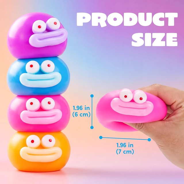 Alt view image 3 of 7 - JOYIN 4 Pcs Funny Stress Relief Toys, Cute Face Squishy Toy Stress Ball for Adults & Kids, Slow-Rising Sensory Toy, Soft Squeeze Toys, Birthday Gifts, Office Desk Decompression Toy, Party Favors