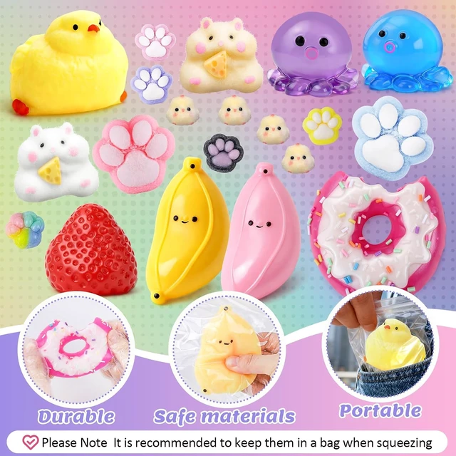Alt view image 4 of 7 - 20Pcs Taba Squishy Pack Squishy Fun Box Fidget Toys, Squishies Squeeze Toys
Chick,Cat Paws,Hamster,Strawberry,Sensory Toys for Kids,Classroom Birthday Gifts,Goodie Bag Stress Relief Toys (11big+9small