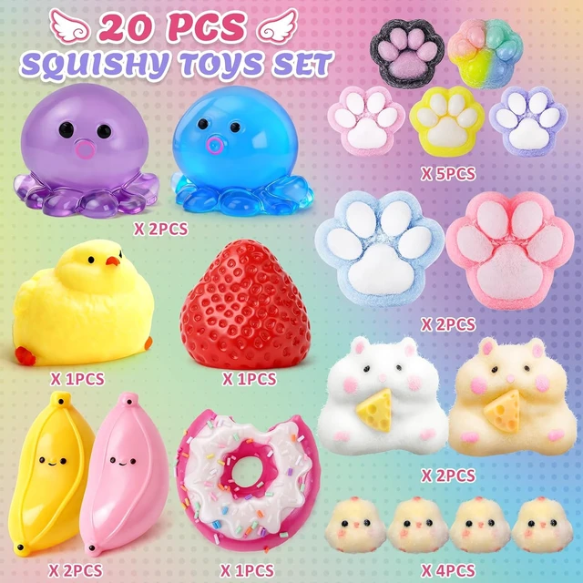 Alt view image 2 of 7 - 20Pcs Taba Squishy Pack Squishy Fun Box Fidget Toys, Squishies Squeeze Toys
Chick,Cat Paws,Hamster,Strawberry,Sensory Toys for Kids,Classroom Birthday Gifts,Goodie Bag Stress Relief Toys (11big+9small