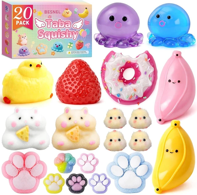 Main image of 20Pcs Taba Squishy Pack Squishy Fun Box Fidget Toys, Squishies Squeeze Toys
Chick,Cat Paws,Hamster,Strawberry,Sensory Toys for Kids,Classroom Birthday Gifts,Goodie Bag Stress Relief Toys (11big+9small