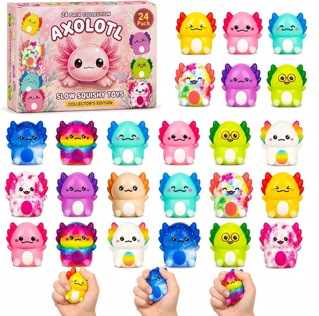 Main image of 24PC Axolotl Squishy Toys Soft Slow Rising Stress Relief Sensory Fidget Toys for Kids Boys Girls, Party Favors, Classroom Rewards, Treasure Box Prizes, Novelty Gifts