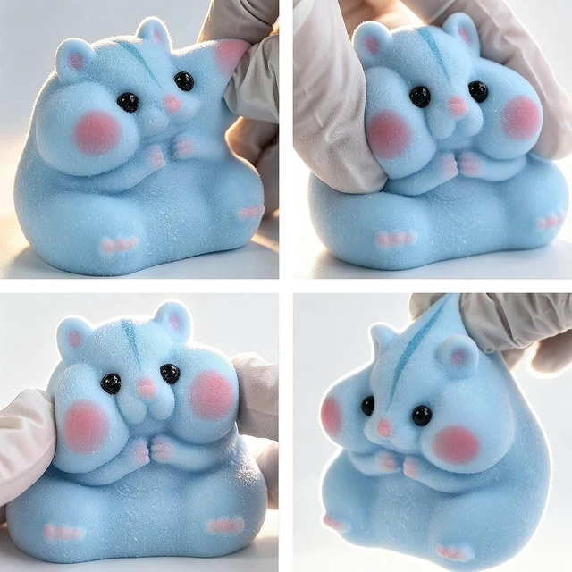 Alt view image 2 of 7 - Hamster Squishy Toy, Cute Stress Relief Fidget Squeeze Toy
Soft Solid Silicone Slow Rising Squishy, Fuzzy Animal Sensory Toys for 3+ Kids Adults, Pink Blue