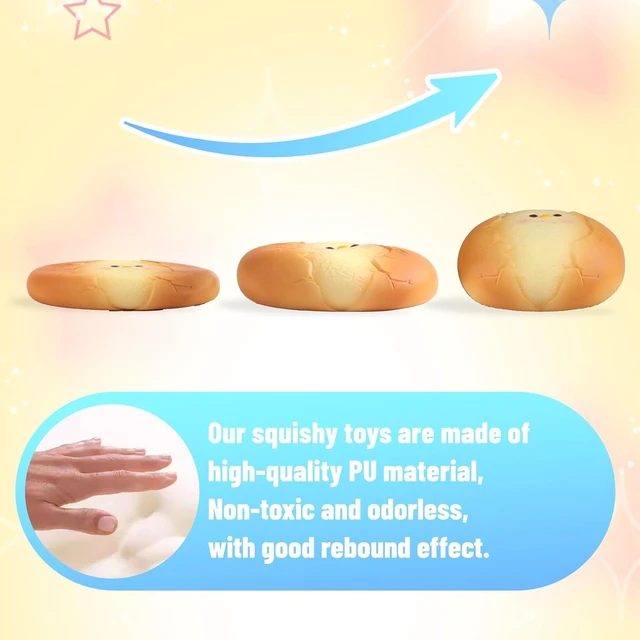 Alt view image 6 of 6 - Anboor Bread Egg Bread Food Foam Animal Jumbo Squishies Slow Rising Soft, Squeeze Toy, Sensory Fidget Toy for kids & Adults, Fun to Collect, Christmas Gift